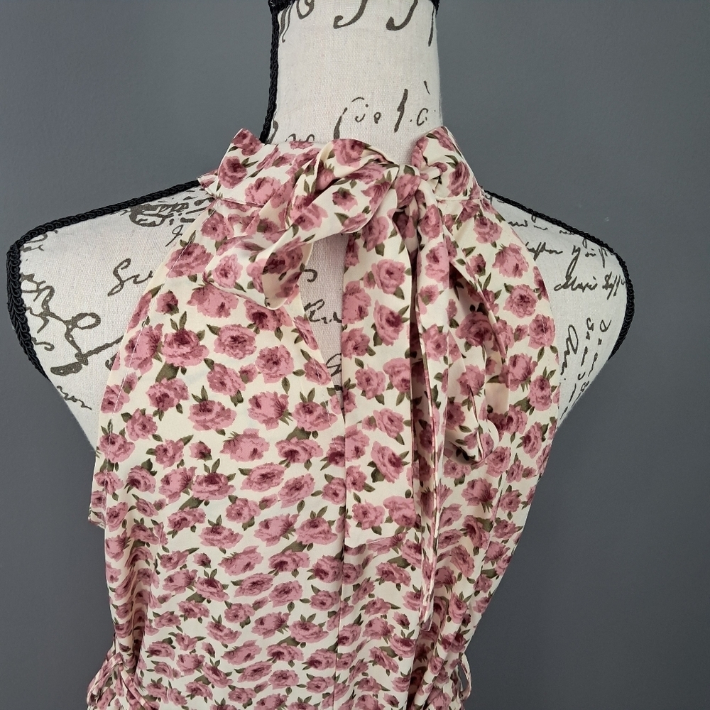 Shein Womens Floral Print Halter Tiered Dress Size Small - Picture 9 of 15